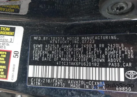 2023 Toyota Camry Le Hybrid из США, поврежденный, VIN 4T1C31AK6PU620182